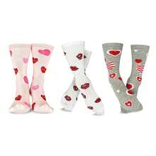 Valentine's Day Socks For Women 3-Pair Pack - Women's Crew Socks - Love Heart Pattern - Comfortable Cotton- Gift Idea For Her - 如圖707 - 查看 1
