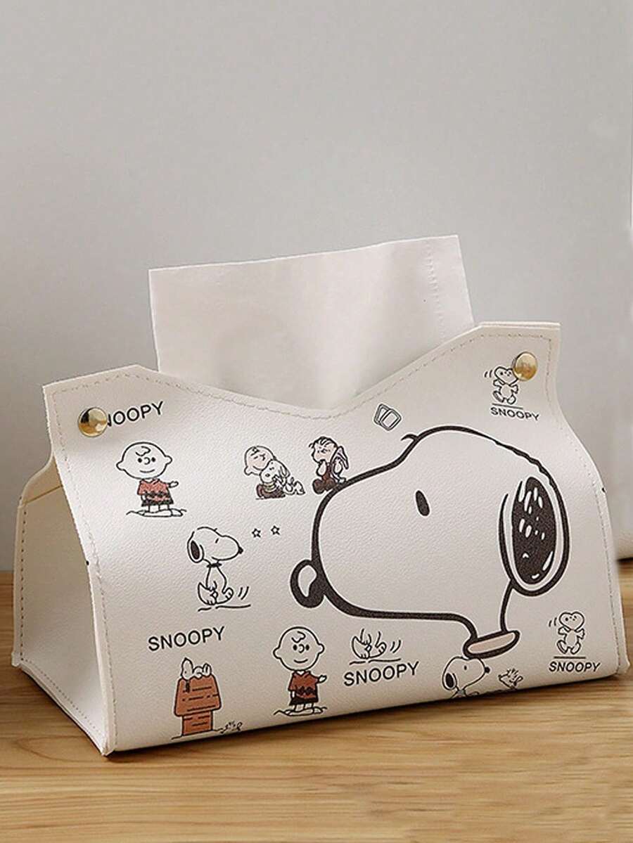 Peanuts 1 Piece Peanuts Leather Tissue Box, Waterproof, Kitchen Accessories, Creative Simple Leather Tissue Box, Decorative Tissue Box, Dining Table Tissue Holder, Bathroom Tissue Box, Suitable For Living Room, Study Room, Bathroom.