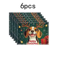 1 set/1 pieza/4 piezas/6 piezas Vajilla con patrón de perro y regalo de Navidad, vajilla térmica, vajilla de poliéster lavable a máquina, vajilla protectora, decoración central, decoración diaria para la sala de estar familiar, adecuada para decoración de reuniones grupales