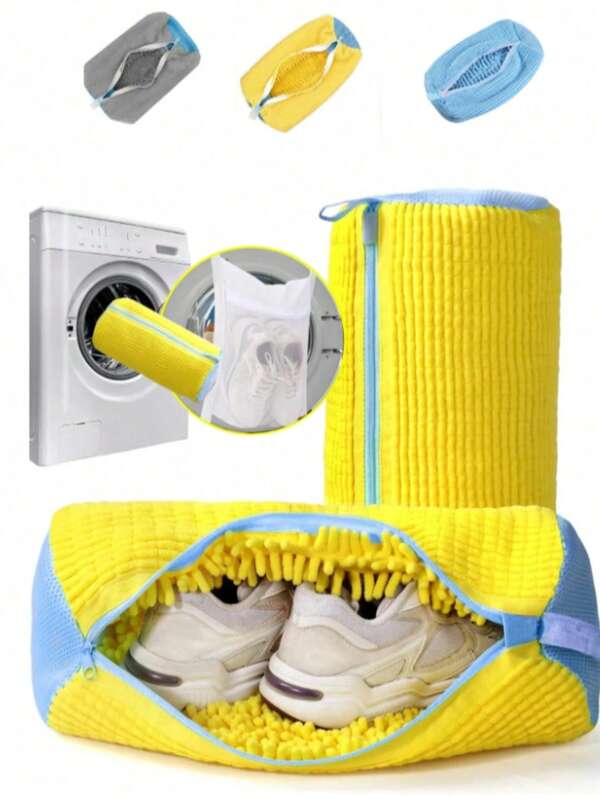 1 360° Shoe Bag, Suitable For All Types Of Shoes - Anti-Deformation, Machine Washable, Air-Dryable, With A High-Quality Fleece Lining, Perfect For Sneakers And Casual Shoes. Shoe Protection Bag, A Must-Have For Students Washing Shoes During The School Term, Christmas/Halloween Clothing Storage Bag, Reusable, With A High-Quality Sponge Lining