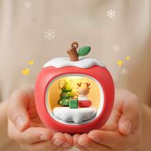 Luz nocturna en forma de casa de manzana navideña, con tres niveles de ajuste de brillo y luces LED recargables por USB, se puede colgar y decorar en la mesa, adecuada para iluminación de ambiente en dormitorio, sala de estar, regalos de Navidad y cumpleaños