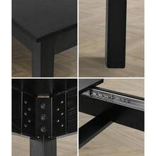 SUN YEE 160cm Extendable Dining Table Wooden Rectangular Kitchen Table Black - Black - View 5