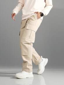 Boys' Casual Cargo Pants With Big Pockets, Fashion Outdoor Trousers, Minimalist Design, Spring/Autumn