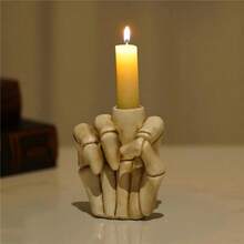 Halloween Skeleton Hand Candle Holder Sculpture Candlestick Halloween Decoration - Default - View 1