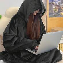 3件套超柔软可穿戴毯子连帽衫 - 成人法兰绒抓绒毯子卫衣（男女通用），宽松版型，超级舒适保暖，带口袋和袖子，均码，理想的圣诞节、星期五礼物 - 彩色 - 查看 3