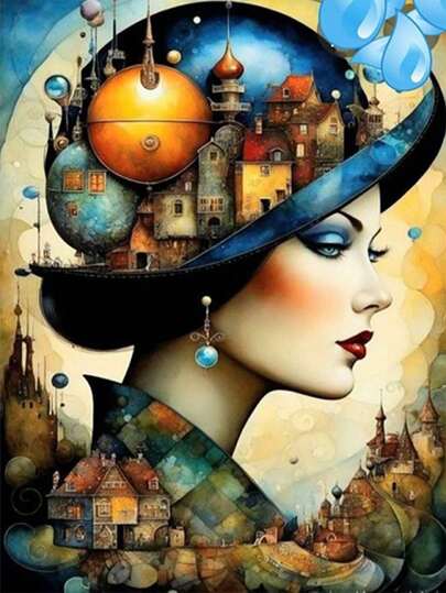 1pc DIY Diamond Painting Kit - Portrait Of A Woman, Home Decor, Full Drill, 30*40cm/40x50cm