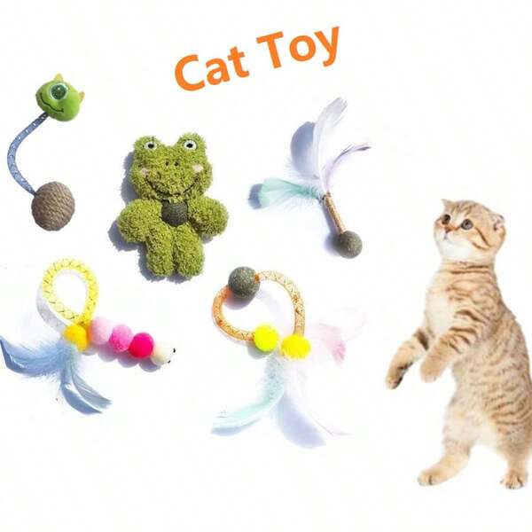 1/3/5 Stücke zufällige Farbe Katzen Federn Plüsch Katzenminze Spielzeug, Angstlinderung für Wohnungskatzen, Zahnreinigung, Verdauungsförderung, interaktives Spielzeug aus weichem Material, mit Katzenminze angereichert für erhöhte Anziehungskraft, mit Kick- und Schlagaktion, zur Unterhaltung und Stimulation von Katzen in Innenräumen, das perfekte Geschenk für Haustierkatzen zu Weihnachten und Neujahr