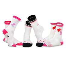Breast Cancer Awareness Socks Women - TeeHee Crew Socks 3 Pair Pack Pink Ribbon - Soft Cotton- Casual & Gift Ideas - Women's Shoe Size 6-9 - 如圖690 - 查看 1