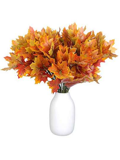 Bukiet kwiatów ze sztucznego liścia klonu (1 szt./2 szt./3 szt.), sztuczne rośliny z liści klonu, sztuczne rośliny z liści klonu, używane do ścianek kwiatowych DIY, układy sceniczne, kompozycje kwiatowe do salonu i sypialni, wesele, impreza, dekoracja domu, wypełnienie biurka. Dekoracja na Halloween, jesienne zbiory liści, Święto Dziękczynienia, artykuły świąteczne, wystrój domu, dekoracja stołu, wystrój wiejski
