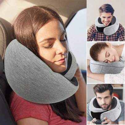 U-Shaped Memory Foam Neck Pillow, Warm & Comfortable Neck Support Pillow, No Storage Bag, Gray U-Shaped Pillow, 32*26cm. Suitable For Students, Adults, Airplanes, Offices, Cars, Suitable As Graduation Gifts, Singles Party Gifts, Bridesmaid Gifts, Father's Day Gifts, Halloween Decorations, Halloween Gifts, Bridesmaid Proposal Gifts, Wedding Guest Favors
