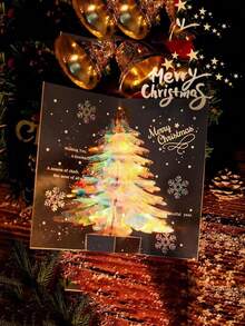 Eine handgefertigte 3D Pop-Up Weihnachtsbaum Grußkarte mit Nachricht - Eine Feiertags-Segenswunschkarte, geeignet für jedermann, Heimdekoration, Weihnachtsdekorationen, Raumdekoration, Winter