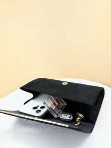 Large Capacity Elegant Velvet Clutch Evening Bag Metal Edge Decor Hand Bag With Chain For Prom, Banquet, Party, Party, Best Gift For Your Lover Ones