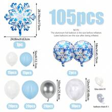 2 件/105 件圣诞雪花气球拱门和花环套件，包括雪花铝箔气球、雪花印花气球、蓝色和白色乳胶气球，适用于圣诞派对装饰、雪花主题派对、节日派对、冰雪奇缘冬季仙境生日派对装饰 - 彩色 - 查看 8