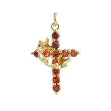 1pc Fashionable Copper Micro-Inlaid Zirconia Crown Cross Pendant, Versatile For DIY Bracelet, Necklace, Earrings, Suitable For Women Wedding, Festival Wear