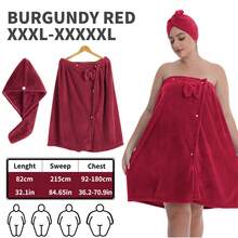 浴袍套装 XXL-XXXXXL - 2 件套超大浴裙和浴帽 + 82x215cm 珊瑚绒浴巾 | 超强吸水，可调节尺寸，适用于居家、旅行、桑拿、水疗淋浴，也适用于美容院、酒店、运动、家居用品、毛巾、护肤 - 彩色 - 查看 11