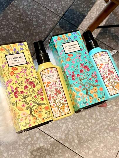 Spray de fragrância brasileira 100ml com caixa de presente, coleção de aromaterapia multicamadas de gardênia, jasmim, frésia, baunilha e coco, edição limitada, conjunto de purificador de ar com fragrância fresca natural de longa duração, decoração essencial diária, liberando um elegante aroma gourmand floral frutado, cítrico, amadeirado, aquático, oceano, mar e areia, adequado para tecidos, calças, saias, hotéis, escritórios