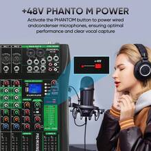 6/8/12/16-Channel Audio Mixer, Professional Music Mixing Board With Reverb, Digital DJ Mixing Console, Equipped With 48V Phantom Power And USB Port, Suitable For Recording, Karaoke And Podcasting - 查看 4