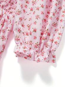 Womens Off-Shoulder Dress With Ruffled Hem, Sweet Tube Top Style Summer Clothing - Pink - View 9