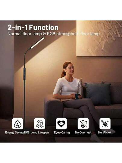 1pc LED Adjustable Bracket Vloer Lamp, Gooseneck Tafel Lamp Living Room, Portable Detachable USB Dimmable Reading Eye Ambient Study Bedroom view 11