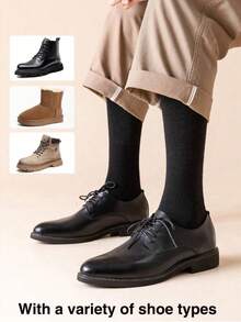 3 Pairs Men's Black Extra Long & Thick Wool Blend Thermal Leg Warmers, Soft Merino Wool Blend Knee High Socks For Winter, Skiing & Business Wear (Runs Small), Cozy Socks - Multicolor - View 4