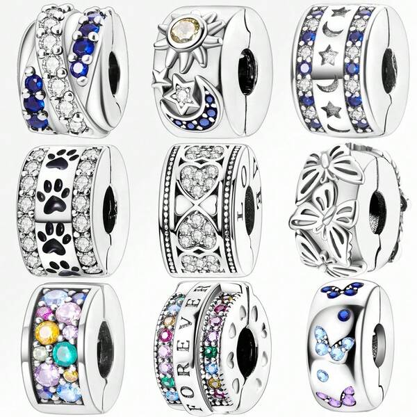 1 Stück modischer Reihenverschluss Charm, versilbert, passend für Armband, Halskette, DIY Geschenk für Feiertage, Weihnachten