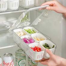 MineSign 2Pack Divided Snackle Box With Lids Stackable Food Serving Tray For FruitandVeggie Plastic Fridge Storage Container For Pantry Freezer Clear Snack Box For Meal Prep Candy Nuts Spice - 1 包,含 6 個隔層 - 查看 2