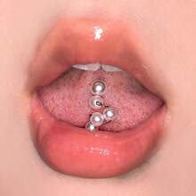 Colorful Hypoallergenic Stainless Steel Tongue Studs Gothic Piercing Chain Punk Tongue Studs Unique Statement Tongue Rings Surgical Steel Body Piercing Jewelry For Women