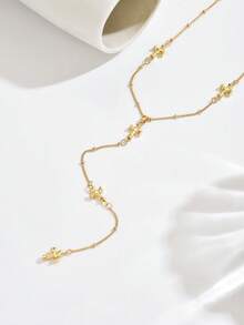 1pc Fashionable Vintage Metal Cross Y-Shaped Long Tassel Pendant Necklace, Minimalist Choker Suitable For Women's Daily, Travel, Party Wear, Valentine's Day Gift