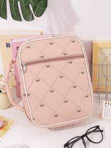 1pc Fashionable Quilted Bow Design Bible Cover, Multi-Functional Bow Bible Protective Case, Quilted Bible Bag, Book Protector, Large Capacity Dust-Proof Book Cover, Portable Dust-Proof Book Sleeve With Handle, Home Storage Bag With Zipper Pocket And Handle, Bible Study Supplies, Teacher Gift, Back To School Gift, Cute Girl Birthday Gift - Multicolor - View 15