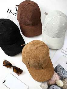 1pc Unisex Multi-Color Striped Corduroy Baseball Cap, Suitable For Daily, Outdoor, Street, Sports Use