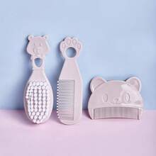 3件套婴儿熊造型梳子套装，包含发刷、沐浴刷、新生儿乳痂刷、卡通熊造型梳理套装 - 彩色 - 查看 12