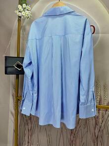 Women's Striped Print Button Front Casual Blouse, Fashion & Versatile, Autumn