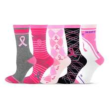 Breast Cancer Awareness Socks Women - Pink Ribbon Crew Socks 5 Pair Pack - Cotton- Comfortable Everyday Wear - Support A Cause - 如圖700 - 查看 4