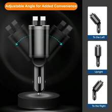 [Super Fast 4-In-1 Car Charger] 4-In-1 Super Fast Compact Car Charger - Scalable Car Charger With Dual Retractable Cables And Two USB Ports, Compatible With Iphone 15/14/13 Pro Max