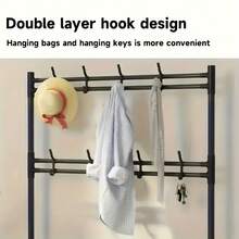 Functional Shoes And Outerwear Metal Frame -60cm, Detachable Hooks, Multi-Layer, Free Standing Storage For Homes And Apartments - 5-layer Multifunctional Black - View 4