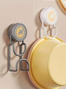 1pc Light Luxury Rotating Suction Cup Basin Storage Rack, Bathroom No Punching Hook, Household Basin Hanging Rack, Wall Hanging Basin Artifact