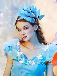 قبعة فاسيناتور بشكل فراشة، تاج فراشة ملكية، إكسسوار رأس لحفلة الشاي أو حفلة هالوين، قبعة صغيرة، أغراض زفاف، إكسسوارات شعر