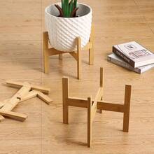1Pc 10/12 Inch Flower Pots Base Display Stand Four-Legged Wood Flower Pot Holder - Multicolor - View 2