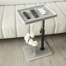 Gets Adjustable C Shaped Side Table, C Table End Table With Wheels For Sofa, 360° Swivel Sofa Table For Livingroom,Bedroom,Study And Small Spaces,Bedside Tables - Màu xám nhạt không có bánh xe - Xem 2