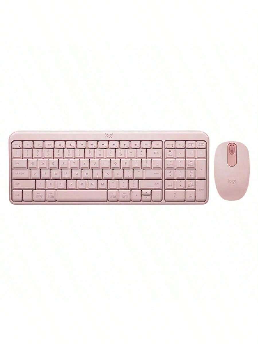 Logitech Juego de teclado y ratón MK251, teclado inalámbrico Bluetooth, teclado de oficina para portátiles, teléfonos, Mac, tabletas y iPads, diseño compacto con soporte (K251+M196), color rosa - Rosa - Ver 1