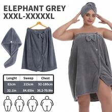 浴袍套装 XXL-XXXXXL - 2 件套超大浴裙和浴帽 + 82x215cm 珊瑚绒浴巾 | 超强吸水，可调节尺寸，适用于居家、旅行、桑拿、水疗淋浴，也适用于美容院、酒店、运动、家居用品、毛巾、护肤 - 彩色 - 查看 10
