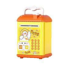 Various Styles & Colors Available, Piggy Bank With ATM Box Design, Password & Fingerprint Unlock, Coin Storage, Music/Sound Effects/Voice Prompt, Manual Paper Roll, Handheld, Educational & Interactive, Suitable For Children 3+ Years Old, Random Accessories (Batteries Not Included), Child Safety Certified - Multicolor - View 12