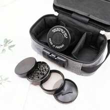 3-Piece Storage Bag Set With 4-Layer Metal Grinder, Airtight Jar & Odor-Proof Bags – Ideal For Home & Outdoor Organization