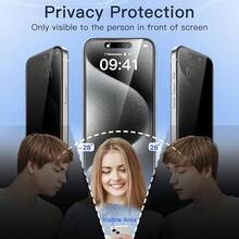 JETech Privacy Screen Protector For 15 Pro 6.1 Inch, Anti-Spy Tempered Glass Screen Protector With Easy Installation Frame, 2 Units - IPhone 15 Pro - View 4