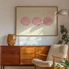 1 Tranh phong cảnh biển cổ điển treo tường - Vỏ sò màu hồng nhạt với sọc vàng nhạt - Tranh trang trí bãi biển tối giản, thích hợp cho phòng khách, phòng ngủ, phòng tắm - Quà tặng tân gia - Tranh canvas không khung, trang trí phòng ngủ, thẩm mỹ lãng mạn, bền, trang trí nhà cửa - Nhiều màu - Xem 6