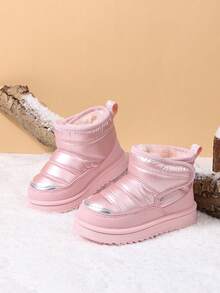 2025 Winter Thick-Soled Thermal Lined Children's Snow Boots, Flat Non-Slip Boys & Girls Warm Boots, Outdoor Comfortable Toddler Snow Boots, Waterproof Material Girls & Boys Boots - 粉色 - 查看 1