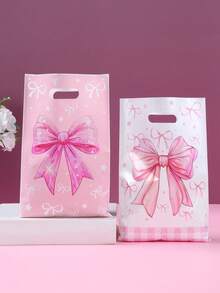 10/25/50Pcs Pink Bow Gift Bag,Gift Wrapping Bag Including 4 Styles,Tote Bag,Gift Packaging Bag,Storage Bag,Pink Bow Party Favor Bag,Pink Birthday Decorations,Baby Shower Decor,Gender Reveal Party Supplies,Bow 1st Birthday Decorations