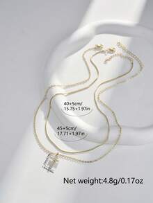 Tkool 2 件时尚十字架项链套装，优雅奢华的女士礼物 - 金黃色 - 查看 3