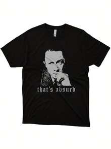 Herren T-Shirt inspiriert von Albert Camus "Der Mythos des Sisyphos" - Vintage Grafikdruck mit dem Zitat "Das ist absurd", weiche atmungsaktive Baumwolle, maschinenwaschbar, schwarzes Rundhals-Casual-Shirt für den Alltag, ganzjährige Bekleidung, literarisch inspirierter Schnitt - Schwarz - Übersicht 1