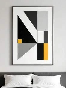 European Inspired Abstract Canvas Painting Black, White Orange Palette, Ideal Wall Decor For Living/Dining Room Lobby